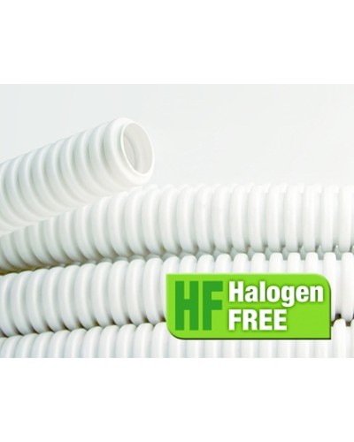 Труба ПЛЛ гибкая гофр. не содержит галогенов д.40мм, ПВ-0, с протяжкой,20м, цвет белый DKC 81840 в Нефтеюганске Труба гофрированная Pintop.ru