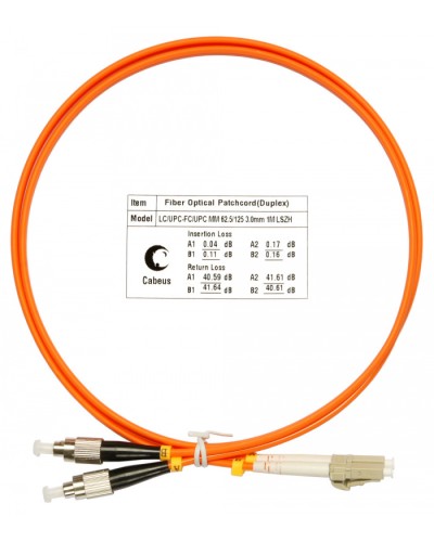 Шнур оптический duplex LC-FC 62,5/125 mm 1м LSZH Cabeus FOP-62-LC-FC-1m в Нефтеюганске Патч-корды оптические Pintop.ru