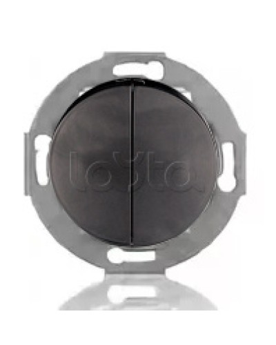 Выключатель двухклавишный Экопласт (схема 5) 10 A, 250 B (черный ) Vintage в Нефтеюганске Розетки компьютерные и телефонные Pintop.ru