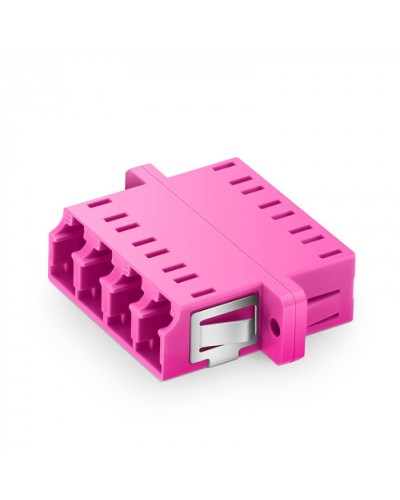 Оптический адаптер OM4, квадро LC, с фланцами, пурпурный Eurolan (36A-40-4L-02MG) в Нефтеюганске Проходные адаптеры и розетки оптические Pintop.ru