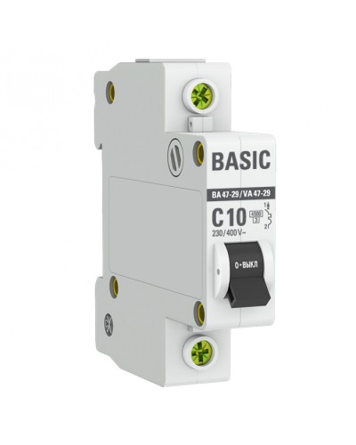 Автоматический выключатель 1P 10А (C) 4,5кА ВА 47-29 EKF Basic (mcb4729-1-10C) в Нефтеюганске Электротехническое оборудование Pintop.ru