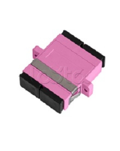 Адаптер NIKOMAX волоконно-оптический, соединительный, многомодовый, стандарта OM4, SC/UPC-SC/UPC, двойной, пластиковый, без шторки, с фланцами, маджента, уп-ка 2шт. NIKOMAX (NMF-OA2M4-FN-SCU-SCU-MG-2) в Нефтеюганске Проходные адаптеры и розетки оптические 