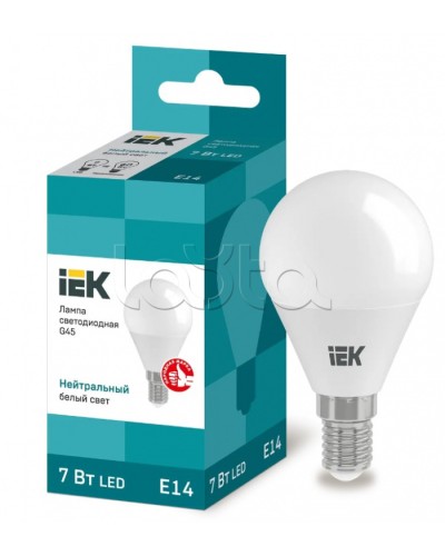 Лампа светодиодная LED 7вт E14 белый матовый шар ECO IEK (LLE-G45-7-230-40-E14) в Нефтеюганске Источники света(Лампы) Pintop.ru