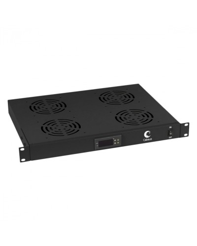 Панель вентиляционная с 4 вентиляторами с цифровым термодатчиком (черный) Cabeus JG03t-BK в Нефтеюганске Вентиляторные модули Pintop.ru