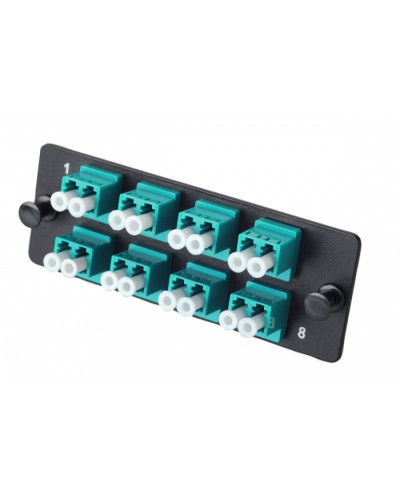 Комплект планка Q-SLOT с 8 адаптерами дуплекс LC OM3, монтажные шнуры, КДЗС Eurolan (38M-30-2L-08BL) в Нефтеюганске Кроссы оптические Pintop.ru