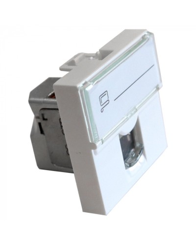 Вставка Mosaic 45x45, RJ-45 STP, кат.6, со шторкой и увеличенным окном маркировки, белая LANMASTER LAN-SIP-23S6-WH в Нефтеюганске Модули Keystone Pintop.ru