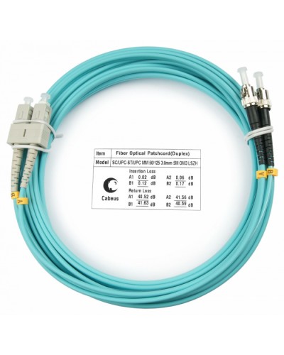 Шнур оптический duplex SC-ST 50/125 mm OM3 20м LSZH Cabeus FOP-50-SC-ST-20m в Нефтеюганске Патч-корды и пигтейлы Pintop.ru