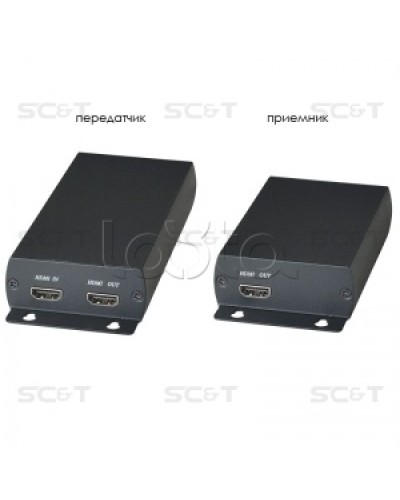 Комплект (передатчик + приёмник) для передачи HDMI по одному кабелю витой пары SC&T HE03 в Нефтеюганске Видеоусилители, Модуляторы, Делители Pintop.ru