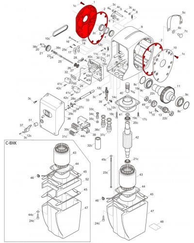 Правая крышка редуктора C-BX Came 119RICX026 в Нефтеюганске Запчасти для шлагбаумов и автоматики Pintop.ru