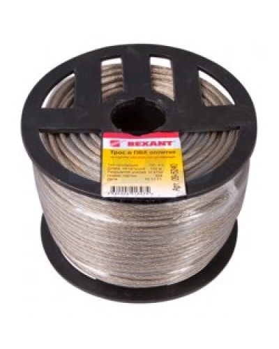 Трос стальной в ПВХ изоляции d4 мм (100 м) REXANT 09-5240 в Нефтеюганске Крепежные изделия Pintop.ru