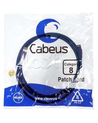 Патч-корд S/FTP Cabeus PC-SSTP-RJ45-Cat.8-1.5m-LSZH в Нефтеюганске Патчкорды (медные) Pintop.ru