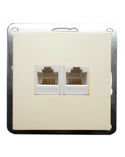 Розетка телефонная двойная 2хRJ-11 с накладкой (бежевый) LK60 (865601-1) в Нефтеюганске Розетки компьютерные и телефонные Pintop.ru