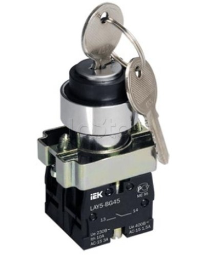 Переключатель LAY5-BG45 на 2 положения с ключом без фиксации IEK BSW80-BG-2-K02 в Нефтеюганске Аксессуары для стоек и шкафов Pintop.ru