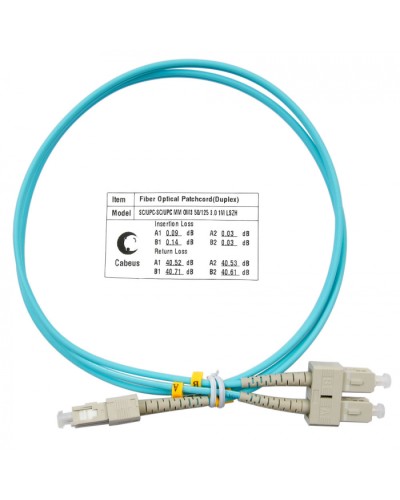 Шнур оптический duplex SC-SC 50/125 MM OM3 1 м LSZH Cabeus FOP-50-SC-SC-1M в Нефтеюганске Патч-корды оптические Pintop.ru