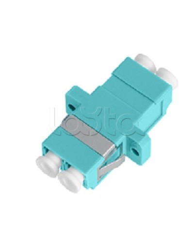Адаптер NIKOMAX волоконно-оптический, соединительный, многомодовый, стандарта OM3, LC/UPC-LC/UPC, двойной, пластиковый, без шторки, с фланцами, аква, уп-ка 2шт. NIKOMAX (NMF-OA2M3-FN-LCU-LCU-AQ-2) в Нефтеюганске Проходные адаптеры и розетки оптические Pint