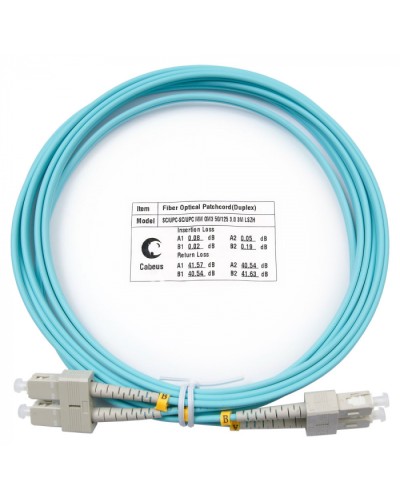 Шнур оптический duplex SC-SC 50/125 mm OM3 3м LSZH Cabeus FOP-50-SC-SC-3m в Нефтеюганске Патч-корды и пигтейлы Pintop.ru