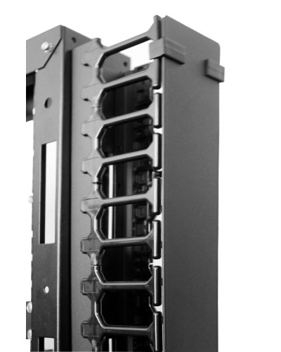 Вертикальный кабельный органайзер с пласт. пальцами для шкафов ШТК-СП-48.6.x, 2 компл ЦМО (ВКО-П-24/48U-9005) в Нефтеюганске Кабельные органайзеры Pintop.ru