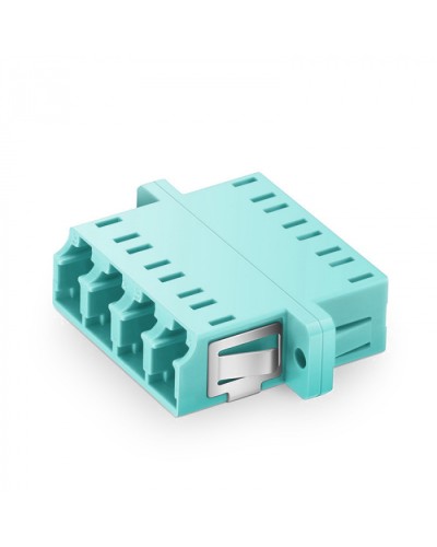 Оптический адаптер OM3, квадро LC, с фланцами, бирюзовый Eurolan (36A-30-4L-02AQ) в Нефтеюганске Проходные адаптеры и розетки оптические Pintop.ru