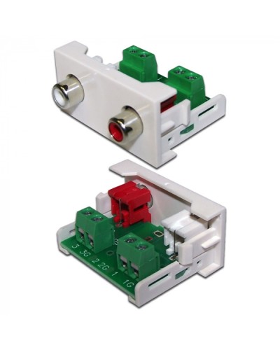 Вставка Mosaic 22.5x45 2xRCA Stereo Audio, белая LANMASTER (LAN-WA-LP-2RCA-WH) в Нефтеюганске Коннекторы и разъемы Pintop.ru