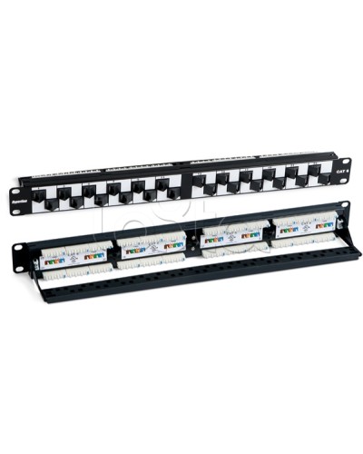 Патч-панель 19, 1U, с угловыми портами, 24 порта RJ-45, категория 6 Hyperline PP2A-19-24S-8P8C-C6-110 в Нефтеюганске Патч панель Pintop.ru