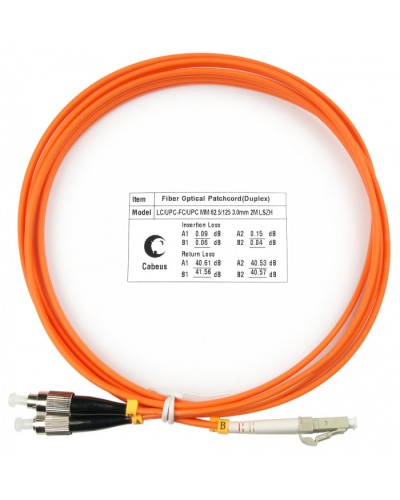 Шнур оптический duplex LC-FC 62,5/125 mm 1,5м LSZH Cabeus FOP-62-LC-FC-1,5m в Нефтеюганске Патч-корды оптические Pintop.ru