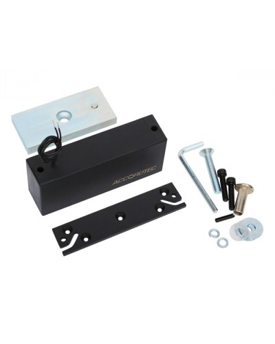 Электромагнитный влагозащищенный замок AccordTec ML-300П с планкой, цвет черный в Нефтеюганске Электромагнитные замки Pintop.ru