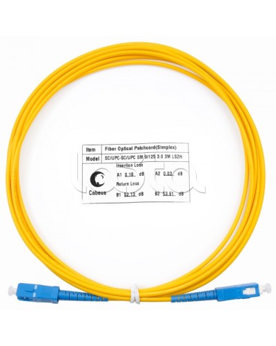 Патч-корд волоконно-оптический (шнур) SM 9/125 simplex SC-SC LSZH (3м) Cabeus FOP(s)-9-SC-SC-3m в Нефтеюганске Патч-корды оптические Pintop.ru