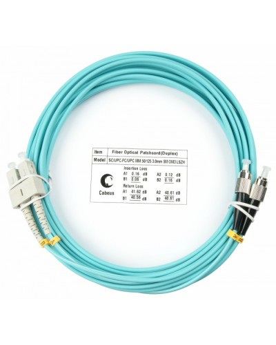Шнур оптический duplex SC-FC 50/125 mm OM3 7м LSZH Cabeus FOP-50-SC-FC-7m в Нефтеюганске Патч-корды и пигтейлы Pintop.ru