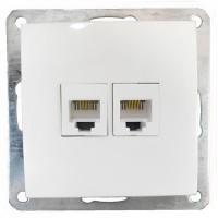 Розетка телефонная двойная 2хRJ-11 с накладкой (белый) LK60 (865604-1)
