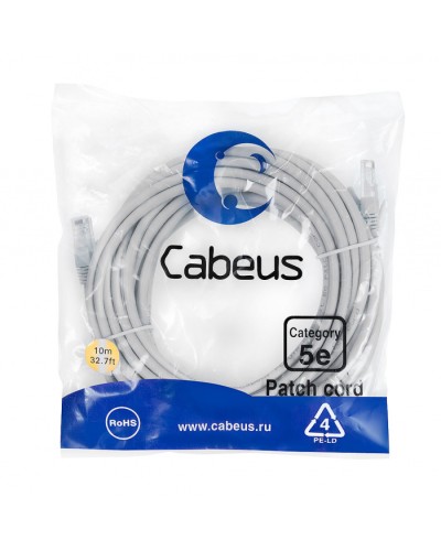 Патч-корд медный U/UTP кат.5е (15м) LSZH (серый) Cabeus (PC-UTP-RJ45-Cat.5e-15m-LSZH) в Нефтеюганске Патчкорды (медные) Pintop.ru
