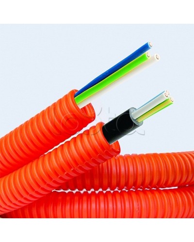 Электротруба ПНД гибкая гофр. д.20мм, цвет оранжевый, с кабелем ВВГнг(А)-LS 3х2,5мм² РЭК ГОСТ+,100м DKC 7S920100 в Нефтеюганске Труба гофрированная Pintop.ru