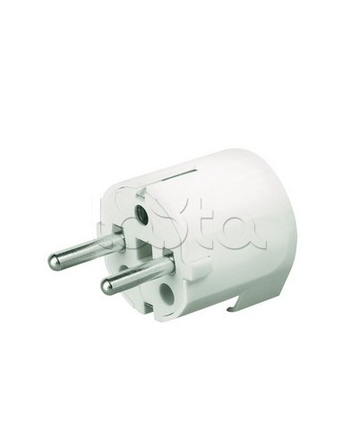 Вилка кабельная, бытовая с центральным вводом кабеля. Белая. IP20 16А 2P+E 230В DKC DIS1302063 в Нефтеюганске Аксессуары для стоек и шкафов Pintop.ru