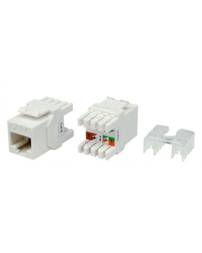 Вставка Keystone Jack RJ-45(8P8C) Hyperline KJ8-8P8C-C6-180-WH в Нефтеюганске Модули Keystone Pintop.ru