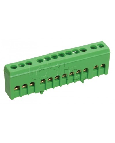 Шина ЗЕМЛЯ в корпусе изолированная на DIN-рейку ШНИ-6х9-12-К-З IEK YNN10-69-12KD-K06 в Нефтеюганске Клеммные колодки Pintop.ru