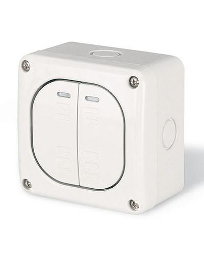 Выключатель однополюсный, двухклавишный, настенный DKC DIS1375022 в Нефтеюганске Аксессуары для стоек и шкафов Pintop.ru