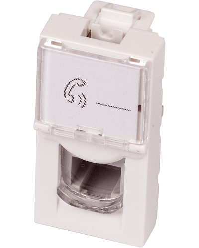 Вставка Mosaic 22.5x45, RJ-11, со шторкой и увеличенным окном маркировки, белая LANMASTER LAN-SIP-22TEL-WH в Нефтеюганске Коммутационные изделия Pintop.ru