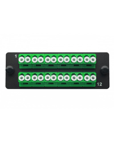 Комплект планка Q-SLOT с 12 адаптерами дуплекс LC OS2, монтажные шнуры, КДЗС Eurolan 38M-S2-2L-12BL в Нефтеюганске Коннекторы Pintop.ru