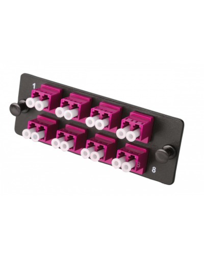 Комплект планка Q-SLOT с 8 адаптерами дуплекс LC OM4, монтажные шнуры, КДЗС Eurolan (38M-40-2L-08BL) в Нефтеюганске Кроссы оптические Pintop.ru