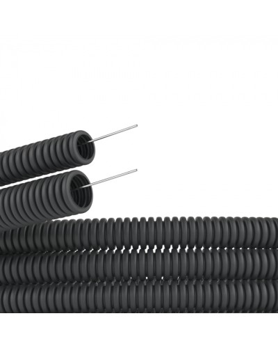 Труба ПВХ гибкая гофрированная. д.16мм, лёгкая с протяжкой,100м черный DKC 91916B в Нефтеюганске Труба гофрированная Pintop.ru