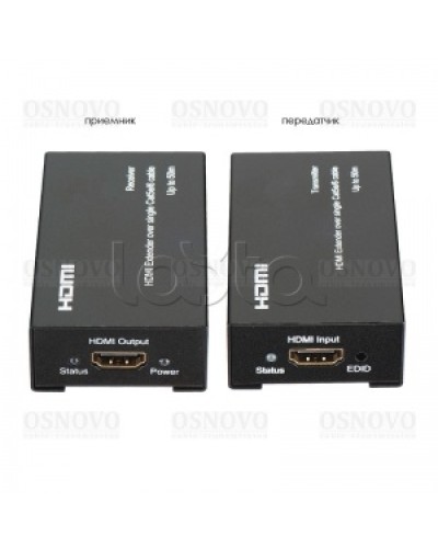 Комплект для передачи HDMI по одному кабелю витой пары CAT5e/6 до 50м OSNOVO TA-Hi/1+RA-Hi/1 в Нефтеюганске Видеоусилители, Модуляторы, Делители Pintop.ru