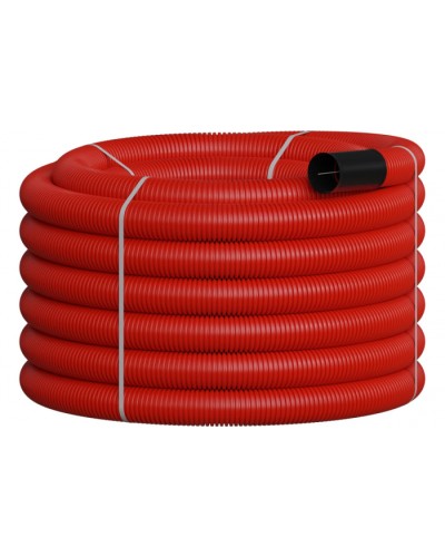 NR090 Двустенная труб.а ПНД гибкая, тип 450, SN12, с зондом, D90мм (20м) цвет красный Экопласт 801090-20 в Нефтеюганске Гладкая труба Pintop.ru