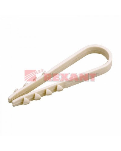 Дюбель-хомут 19-25, белый (100шт/уп) REXANT 07-4503 в Нефтеюганске Стяжки-хомуты Pintop.ru