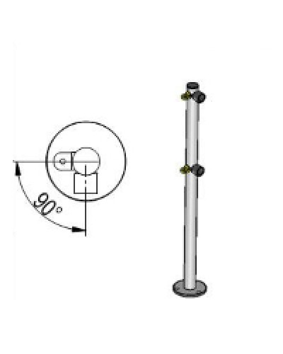 Стойка ограждения L-образная под поворотные створку и секцию 2 полупетли с крепежом, 2 муфты с крепежом справа Oxgard Стойка ограждения с 2-мя полупетлями L-образная права (ВЗР 1996.09.01) в Нефтеюганске Ограждения Pintop.ru