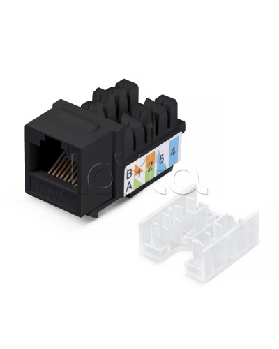 Вставка Keystone Jack RJ-45, категория 5e, заделка тип 110, черная, со стяжкой Cabeus KJ-RJ45-Cat.5e-90-SW-BK в Нефтеюганске Модули Keystone Pintop.ru