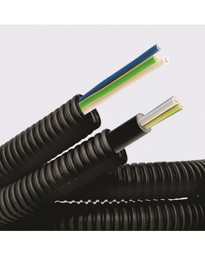 Электротруба ПНД гибкая гофр. д.20мм, цвет черный, с кабелем ВВГнг(А)-LS 3х2,5мм² РЭК ГОСТ+, 100м DKC 7S720100 в Нефтеюганске Труба гофрированная Pintop.ru