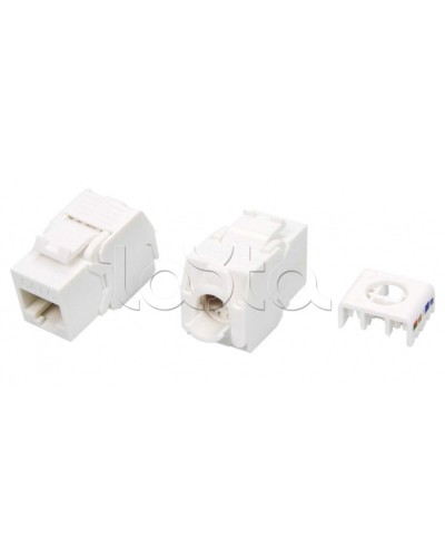 Вставка Keystone Jack RJ-45(8P8C) Hyperline KJ8-8P8C-C6-180-TLS-WH в Нефтеюганске Модули Keystone Pintop.ru