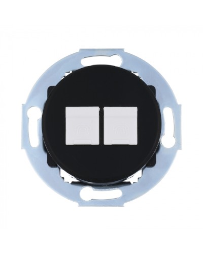 Розетка телефонная 2хRJ-12 с накладкой (черный) Vintage (885908-1) в Нефтеюганске Розетки компьютерные и телефонные Pintop.ru