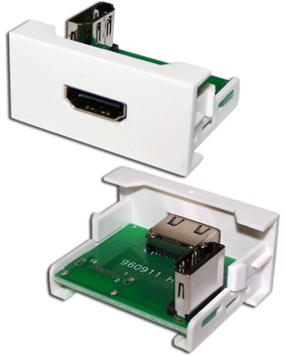 Вставка Mosaic 22.5x45 с адаптером HDMI 90 градусов, мама, белая LANMASTER (LAN-WA-LP-HD90F-WH) в Нефтеюганске Коннекторы и разъемы Pintop.ru