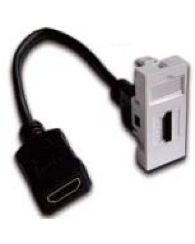 Вставка Mosaic 22.5x45 с адаптером HDMI с удлинителем, мама-мама, белая LANMASTER LAN-SIP-22HDMI-WH в Нефтеюганске Коммутационные изделия Pintop.ru