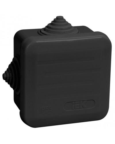 Коробка расп. КМ41236 70х70х40мм IP44 4 вв. черная IEK (UKO21-070-070-040-K02-44) в Нефтеюганске Распределительные коробки Pintop.ru